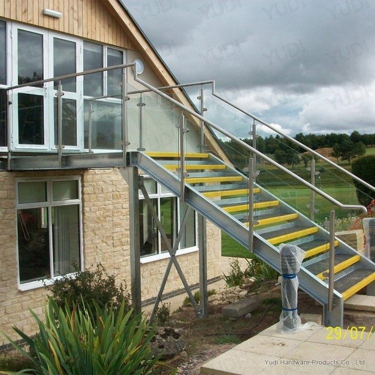 galvanized prefabricated metal outdoor   fire escape satin black color steel stairs