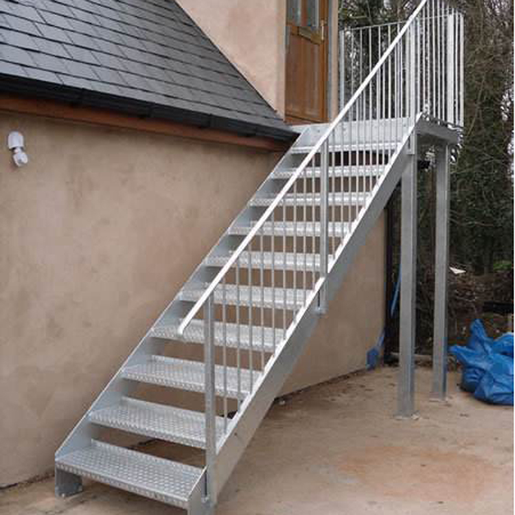 outdoor metal industrial galvanized steel straight stais fire escape stairs