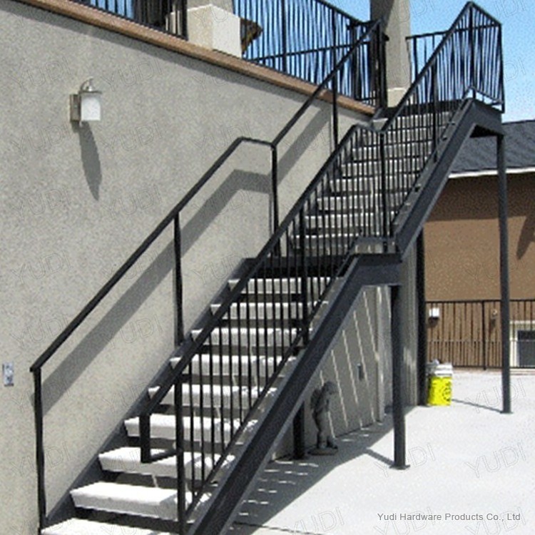 galvanized prefabricated metal outdoor   fire escape satin black color steel stairs