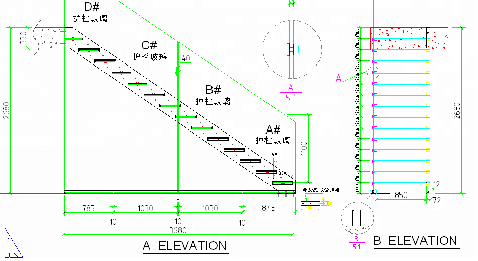 Straight Mild Steel Glass Modern Floating Staircase Stylish Cantilevered glass Stair