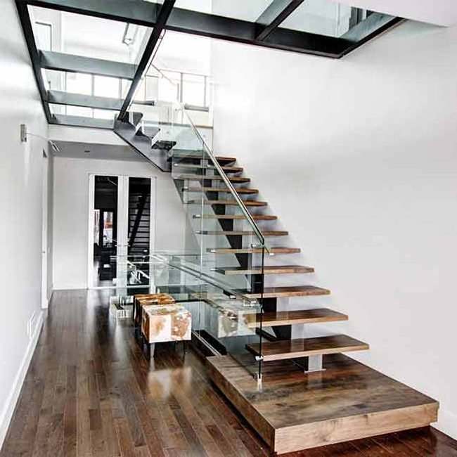 stainless steel glass attic ladder stairs