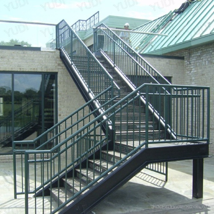 C beam exterior escape fire open riser carbon steel stairs