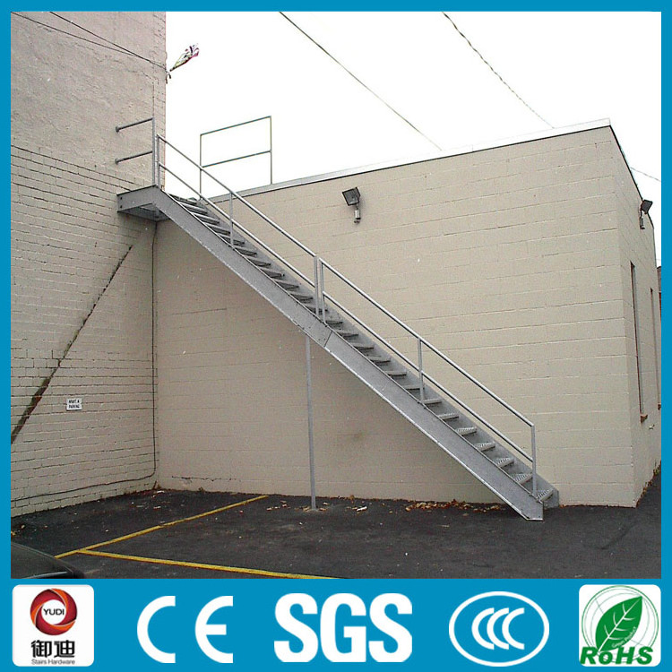 Prefabricated exterior used metal straight stair with anti-slip ladder