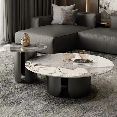 Luxury coffee table set Golden stainless steel base center coffee table