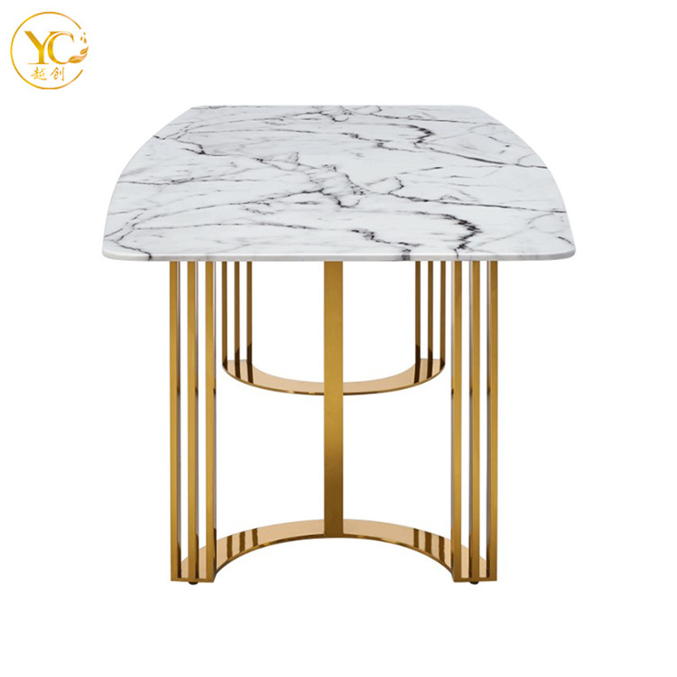 Excellent quality fire resistance restaurant dining table set marble top dining table