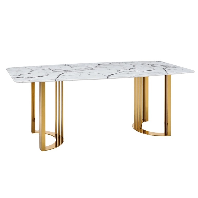 Excellent quality fire resistance restaurant dining table set marble top dining table