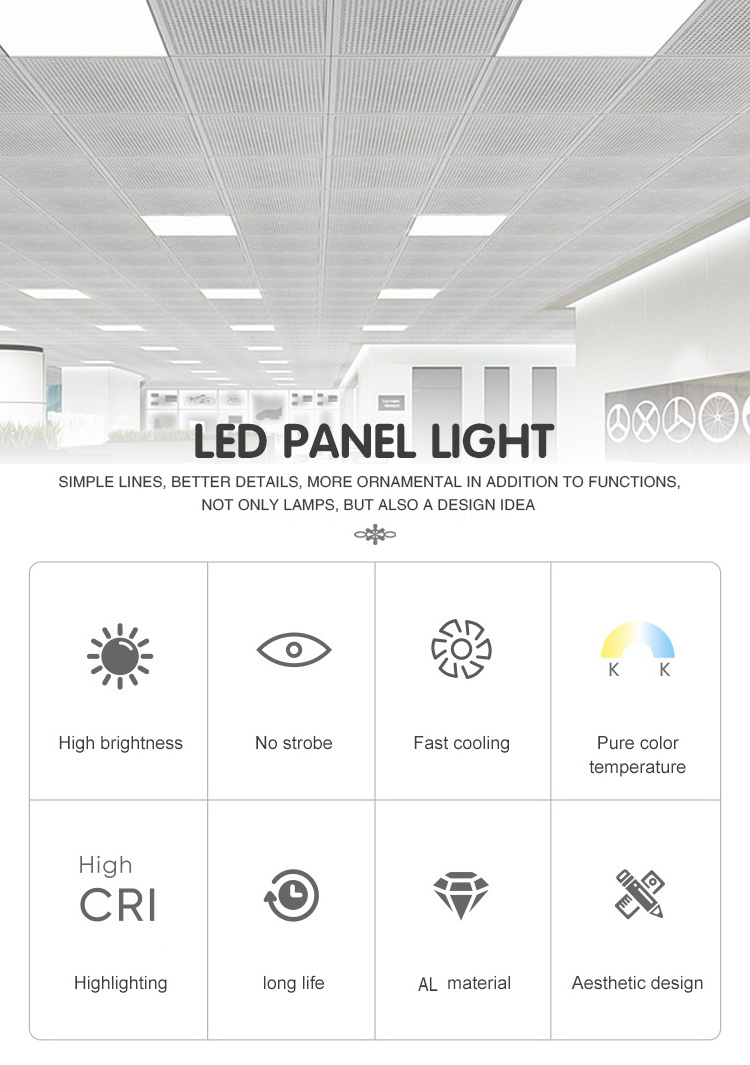 Square Panels 2X2 600X600 Flat 36W Office 2X4 60*60 60X60 Ceiling Led Panel Lights