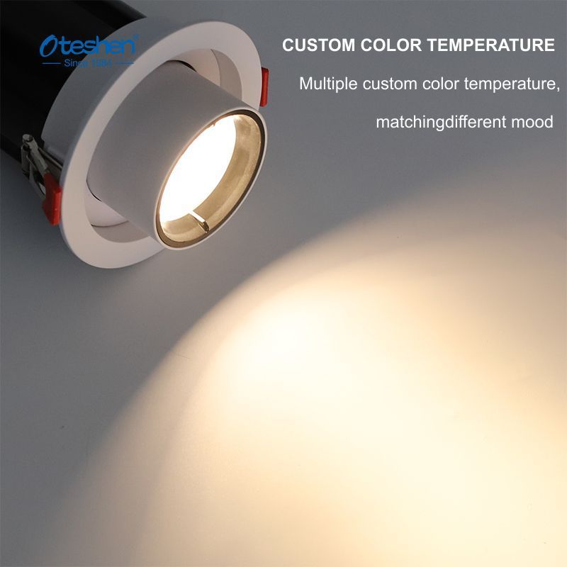 Aluminum Triac 10W 360 Gimbal swing modern led down light ceiling recessed cob led down light anti glare round lens recessed