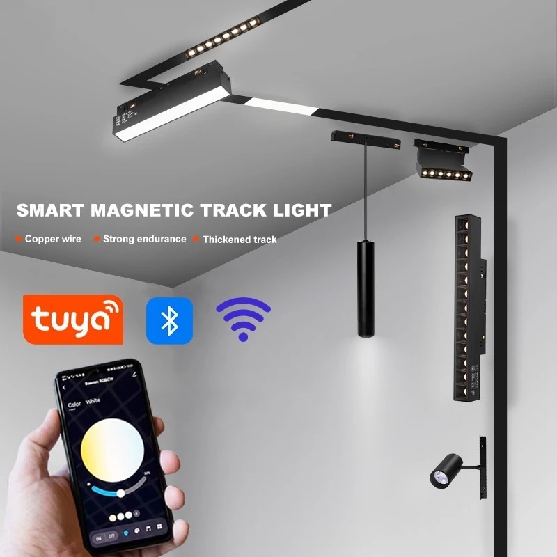 New fashion magnetic led track lights Ultra Thin Rail Smart magnetic floodlight linear track light Dimmable 48v