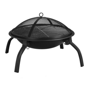 wholesale wood burning portable 4 legs heating outdoor foldable fire pit bowl with Cooking Grate for garden