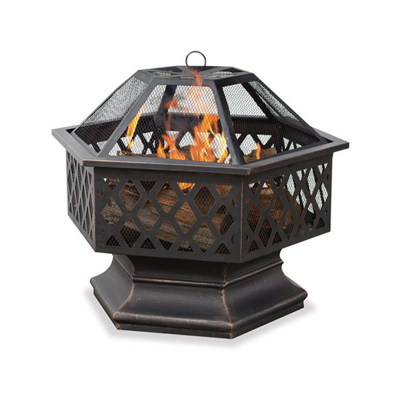 New Design Hex-Shaped smokeless brazier metal wood burning patio bonfire tabletop fire pit for outdoor garden