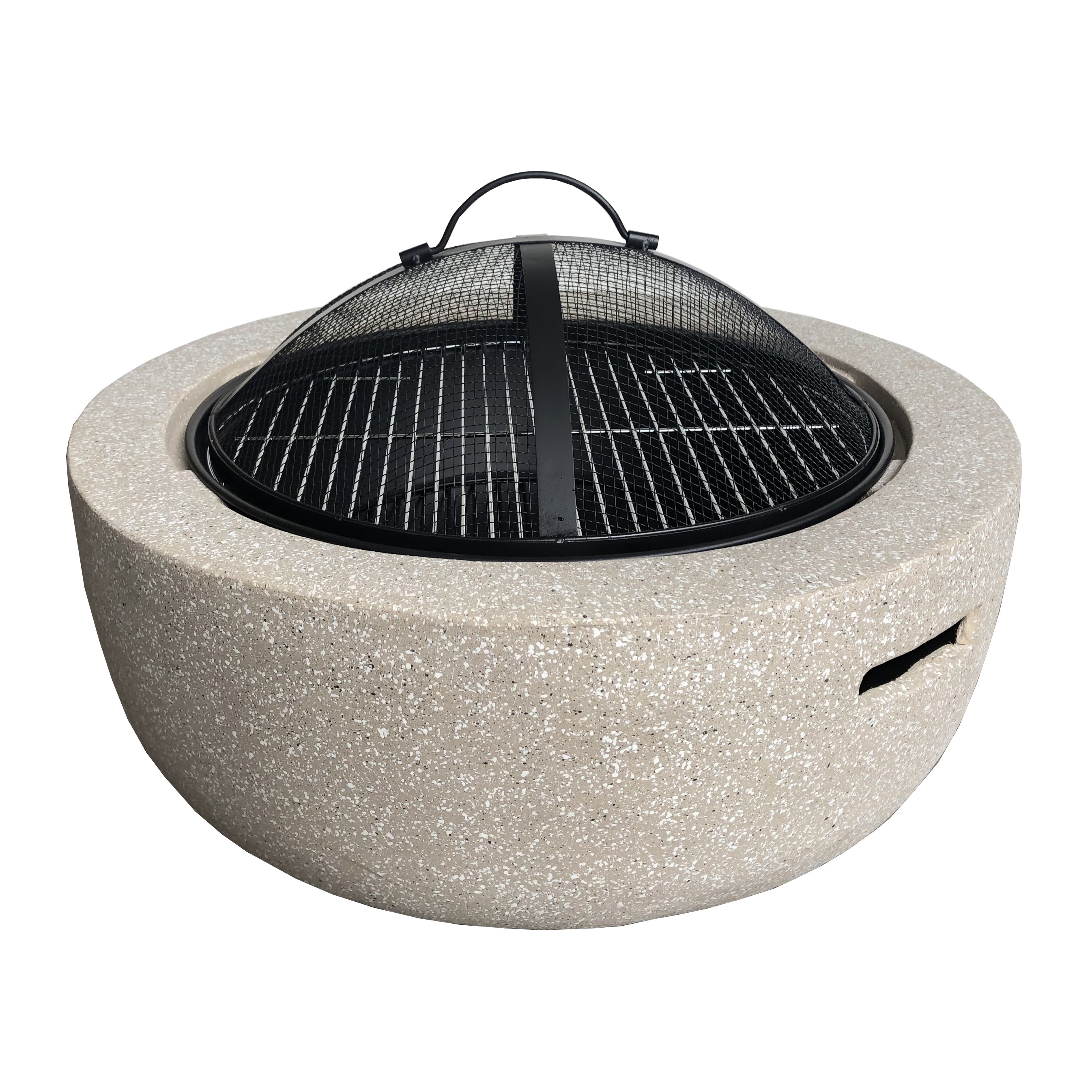 Promotion round shape concrete brazier Magnesium Oxide garden table fire pit bowl for Outdoor camping