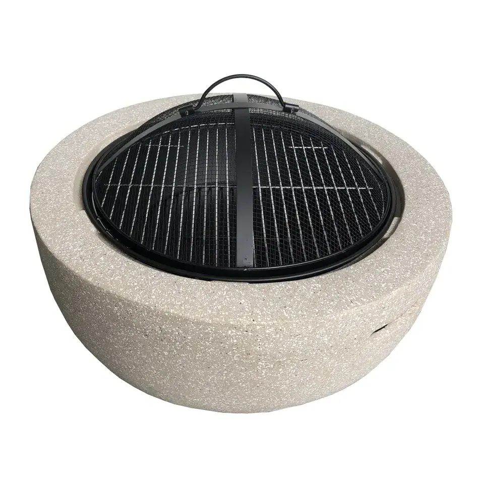 Promotion round shape concrete brazier Magnesium Oxide garden table fire pit bowl for Outdoor camping