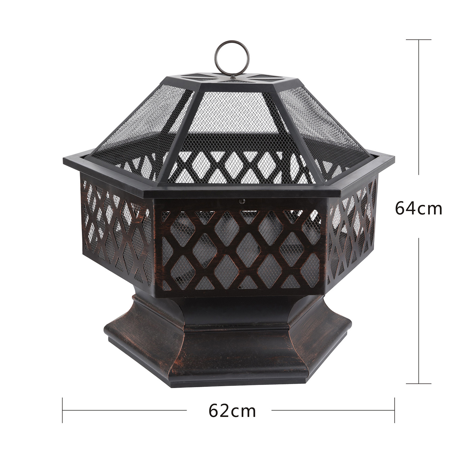 Hex-Shaped outdoor metal wood burning portable smokeless brazierLattice indoor fire pit bowl for garden