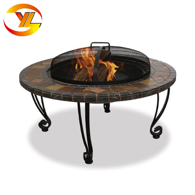 Fire Pit Mat Natural Stone Fire Place Copper Accents Slate & Marble Fire Pit