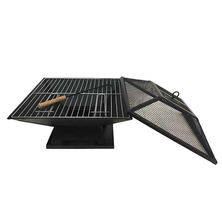 Recommend Large Square Backyard Firepit BBQ Grill Heavy Duty rectangle tabletop fire pit for garden outdoor