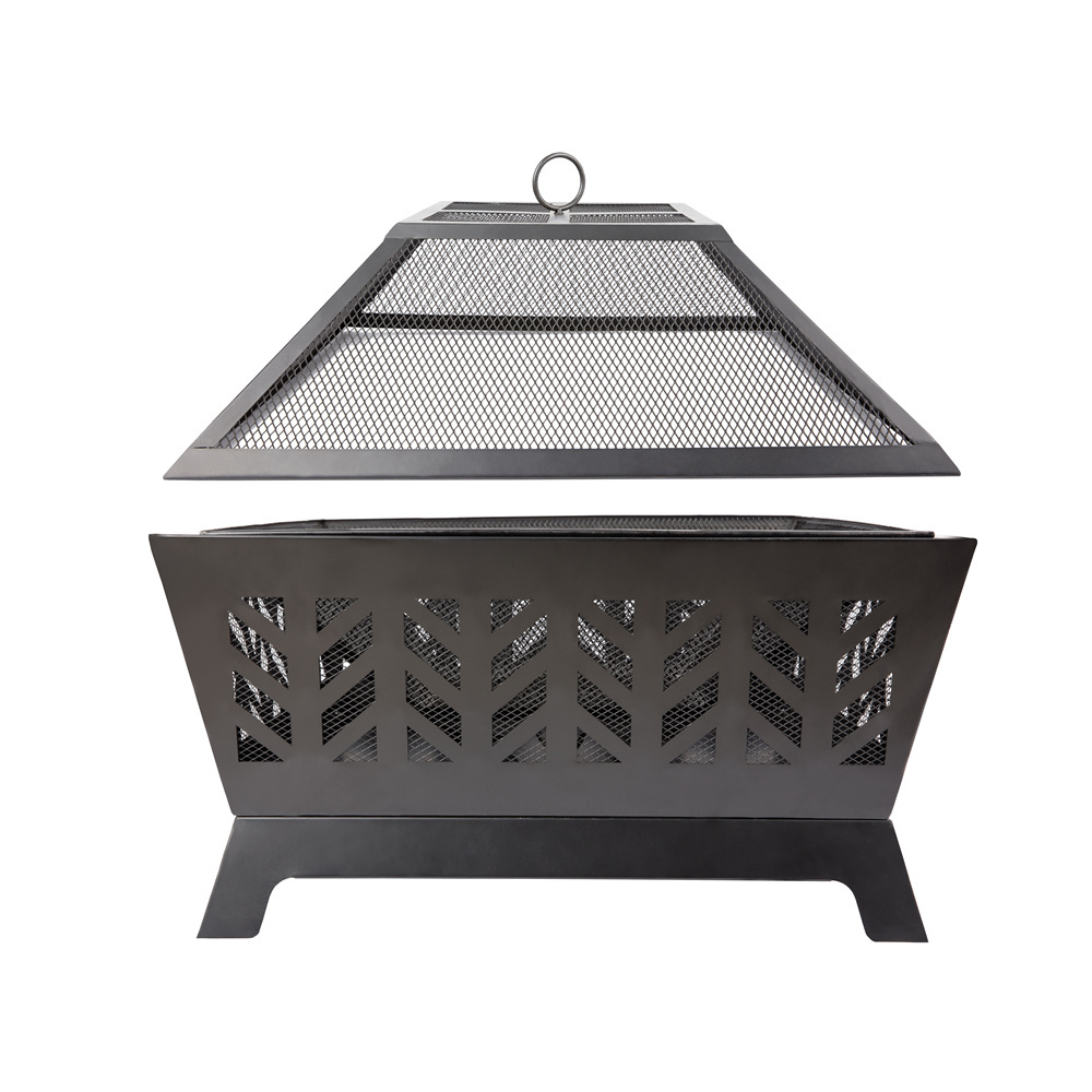 Promotion outdoor bonfire With Mesh Cover Largewood burning outdoor patio cast iron fire pit for garden