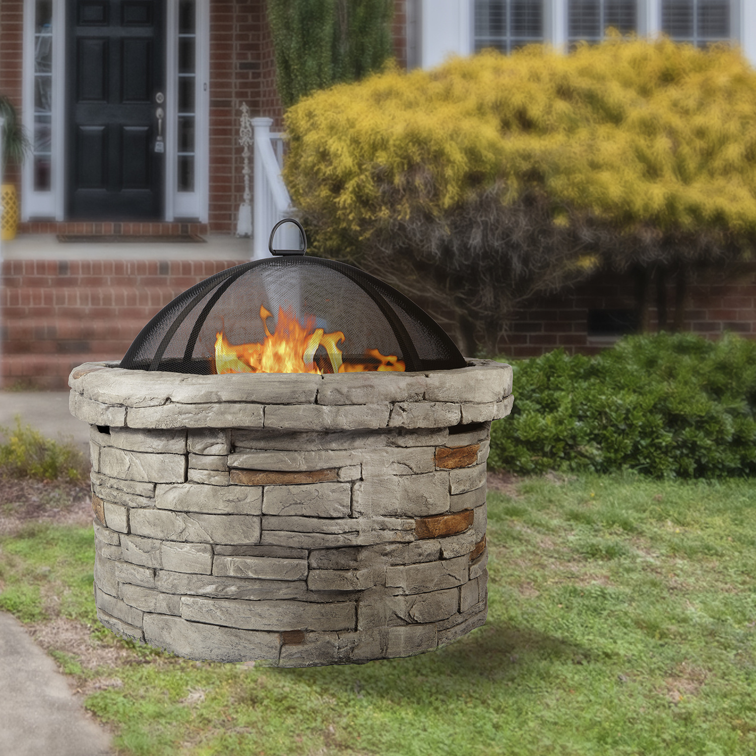 wholesale garden patio metal outdoor bbq grill wood burning portable smokeless concrete magnesia stone  brazier fire pit bowl