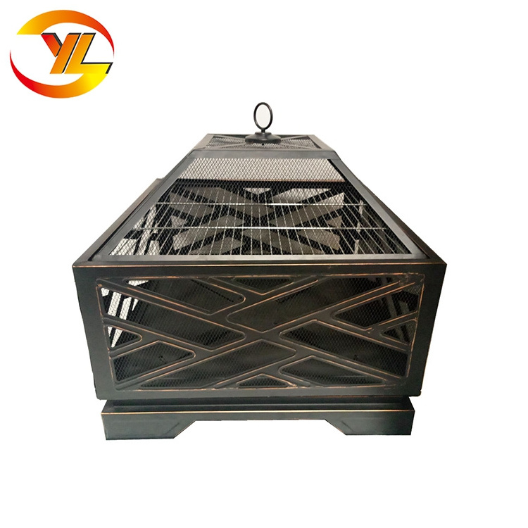 Extra Deep 26-Inch Bronze Outdoor Fire Pit Kit Square Wood Burning Fire Pit