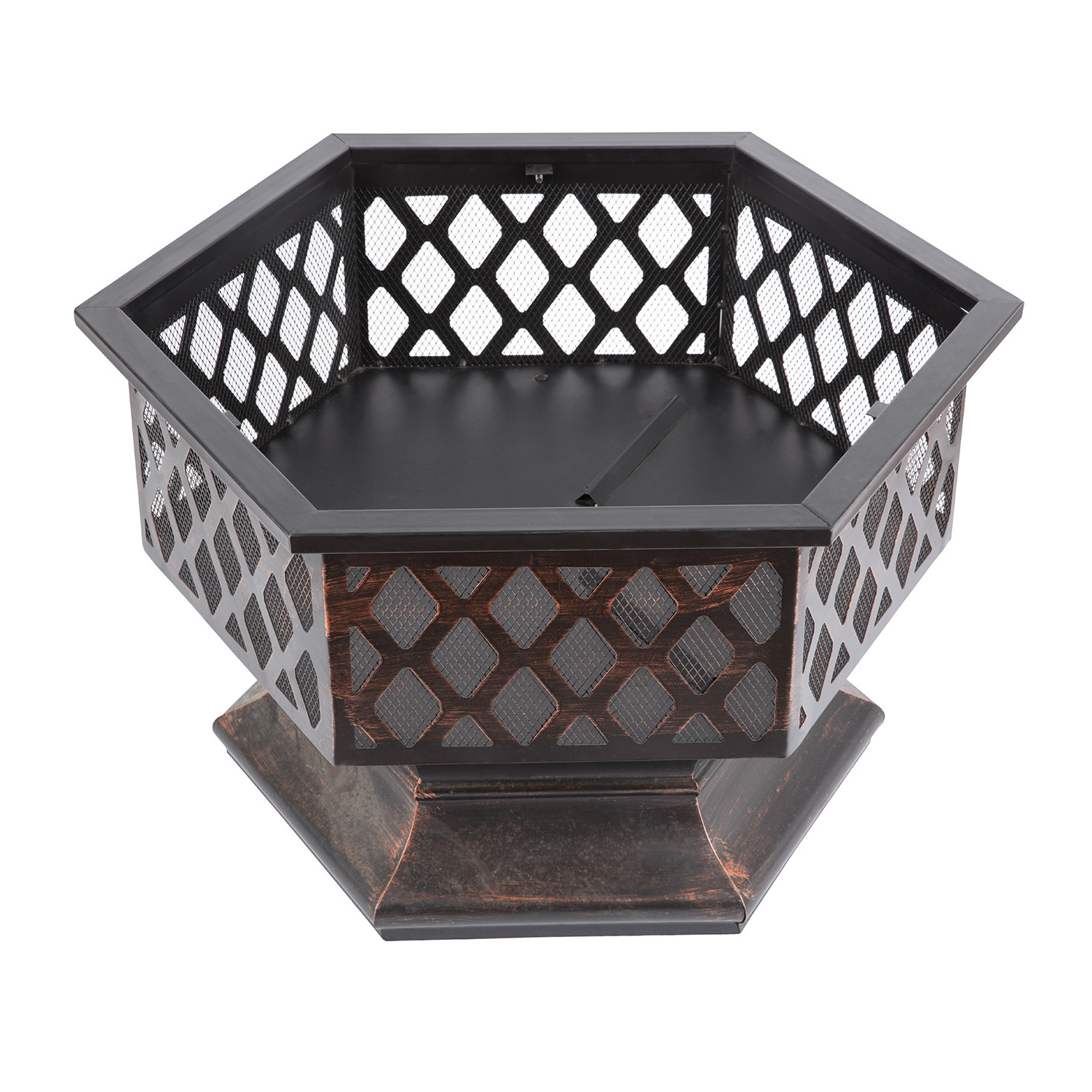 Hex-Shaped outdoor metal wood burning portable smokeless brazierLattice indoor fire pit bowl for garden