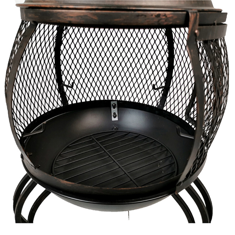 2023 Popular Design wood burning Outdoor Heater vertical mini Chiminea metal portable fire pit for camping