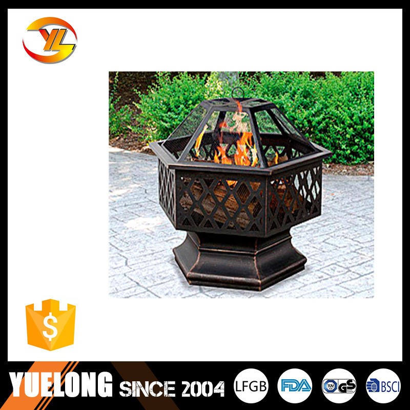 Wholesales outdoor garden patio metal  bbq grill wood burning portable smokeless brazier hexagonal  fire pit bowl