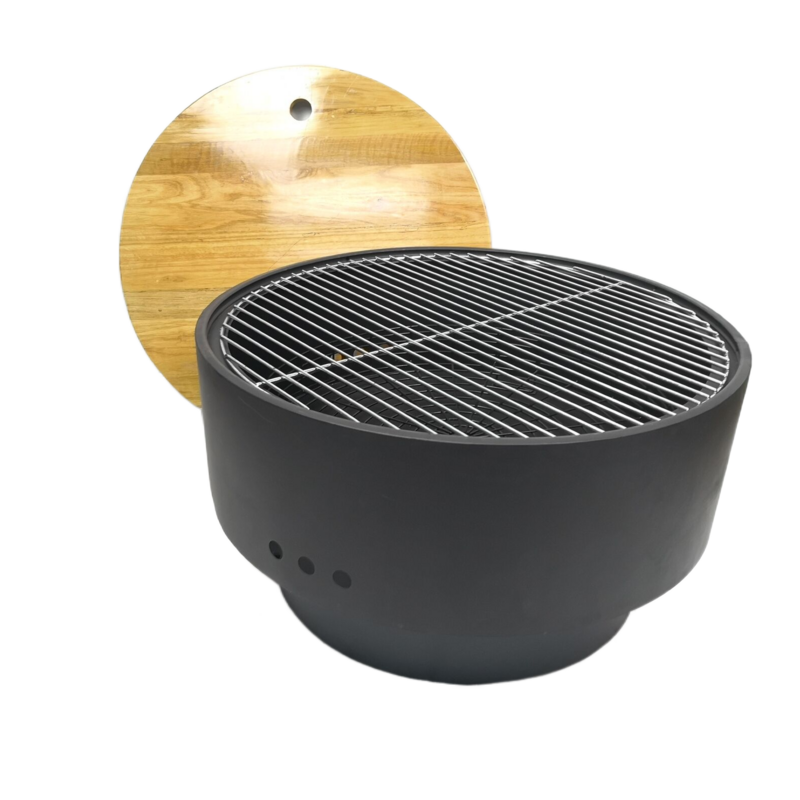 Garden round wood burning portable smokeless bonfire brazier table fire pit bowl with lid for outdoor