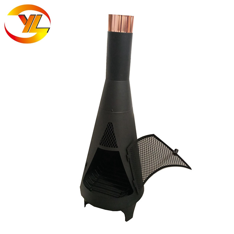 Tower Chiminea fire pit,Deep Black Finish