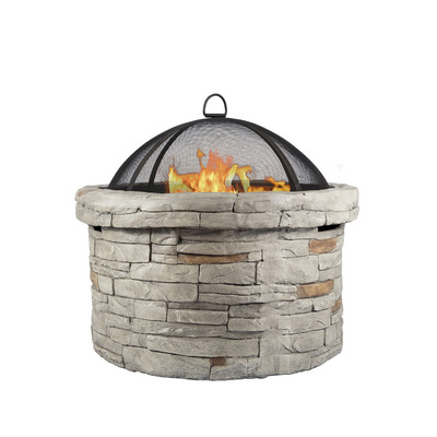 wholesale garden patio metal outdoor bbq grill wood burning portable smokeless concrete magnesia stone  brazier fire pit bowl