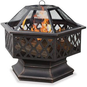 Wholesales outdoor garden patio metal  bbq grill wood burning portable smokeless brazier hexagonal  fire pit bowl