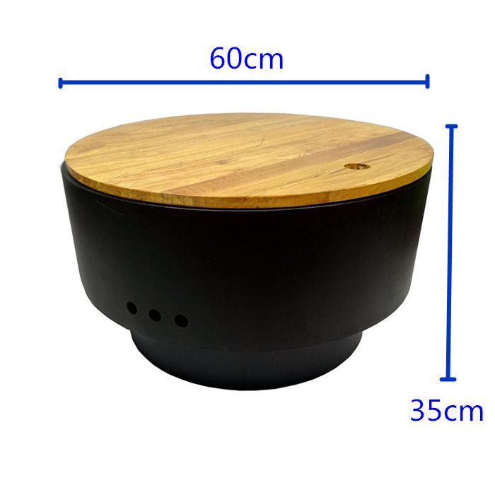 Garden round wood burning portable smokeless bonfire brazier table fire pit bowl with lid for outdoor