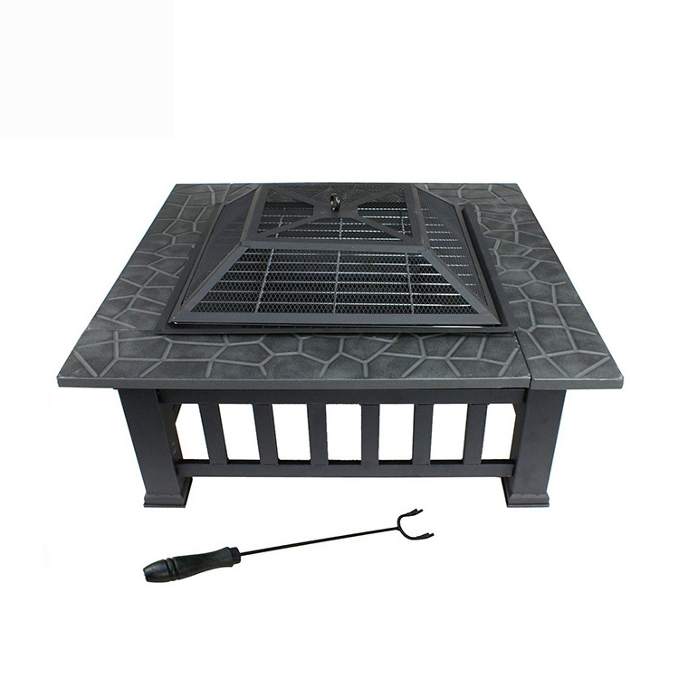 Factory wholesale square metal wood burning brazier outdoor fire pit table bowl for garden