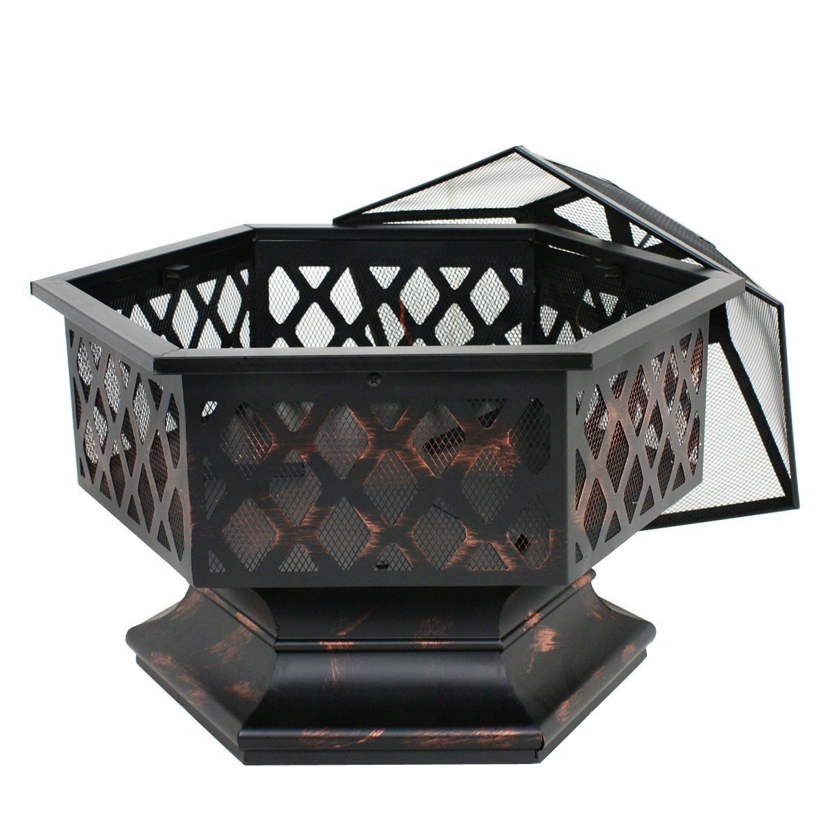 New Design Hex-Shaped smokeless brazier metal wood burning patio bonfire tabletop fire pit for outdoor garden