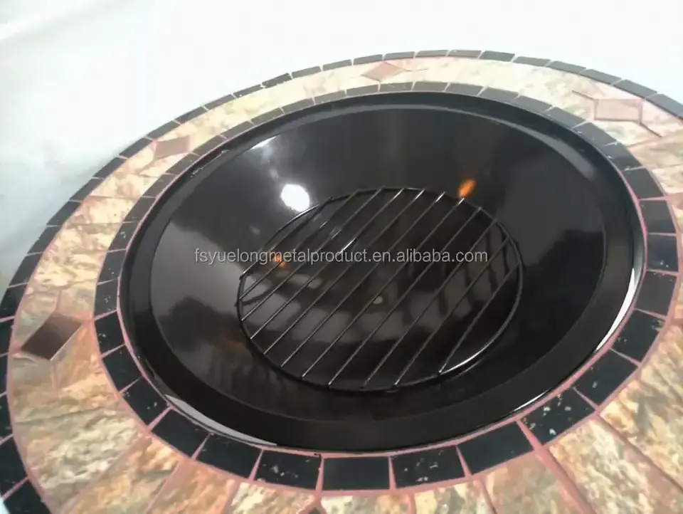 Factory Direct Sale wood burning large round ceramic tabletop fire pit grill table for garden patio