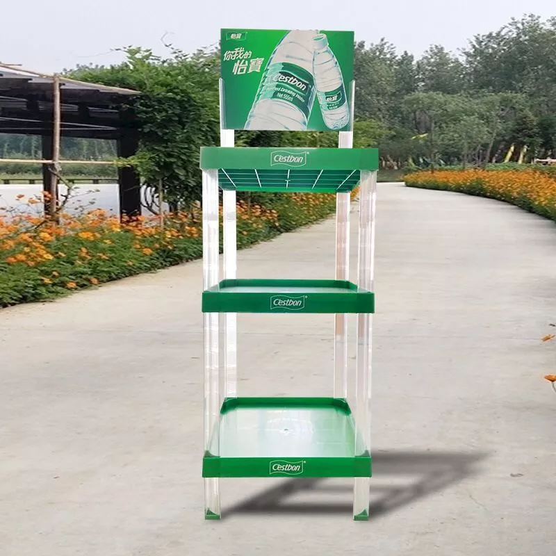 Wholesale Drinking Water Display Stands Small Water Bottle Display Rack Plastic Display Shelf