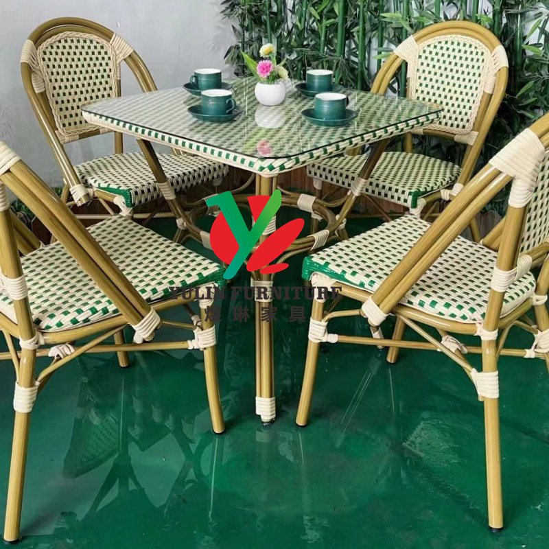 French style bistro coffee outdoor rattan table