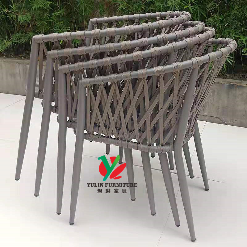 Outdoor garden stacking aluminum rope garden chair