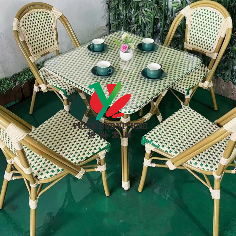 French style bistro coffee outdoor rattan table