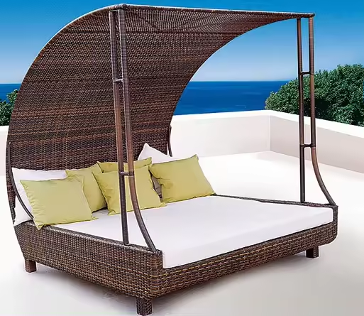 Pool furniture wicker rattan pool outdoor cabana bed