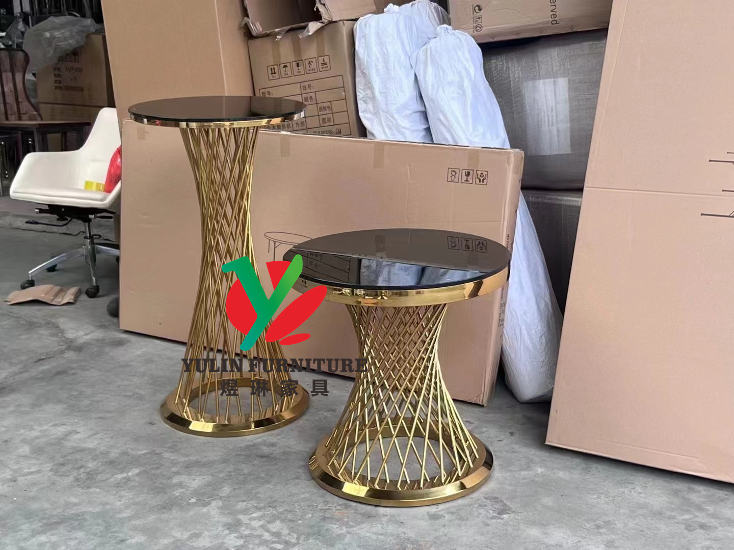 Decorate gold slim party event wholesale cocktail tables