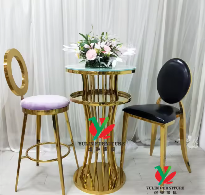 Decorate gold slim party event wholesale cocktail tables