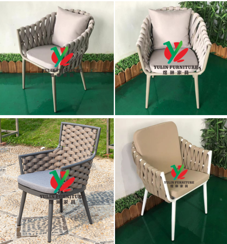 Outdoor garden stacking aluminum rope garden chair