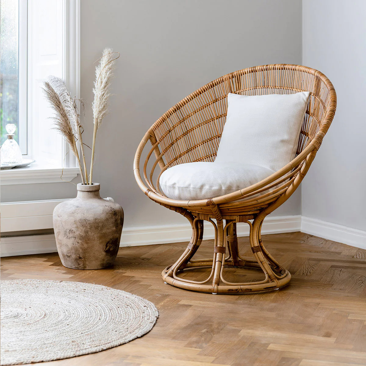 Hot sale wicker rattan cane small round lounge chair