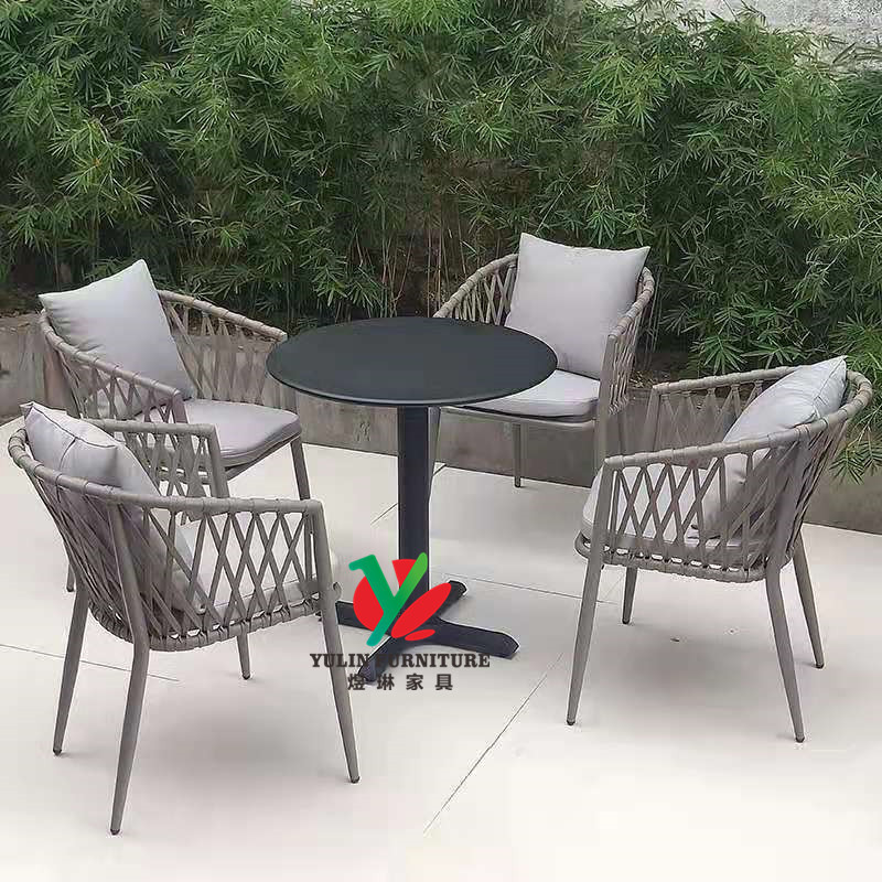 Outdoor garden stacking aluminum rope garden chair