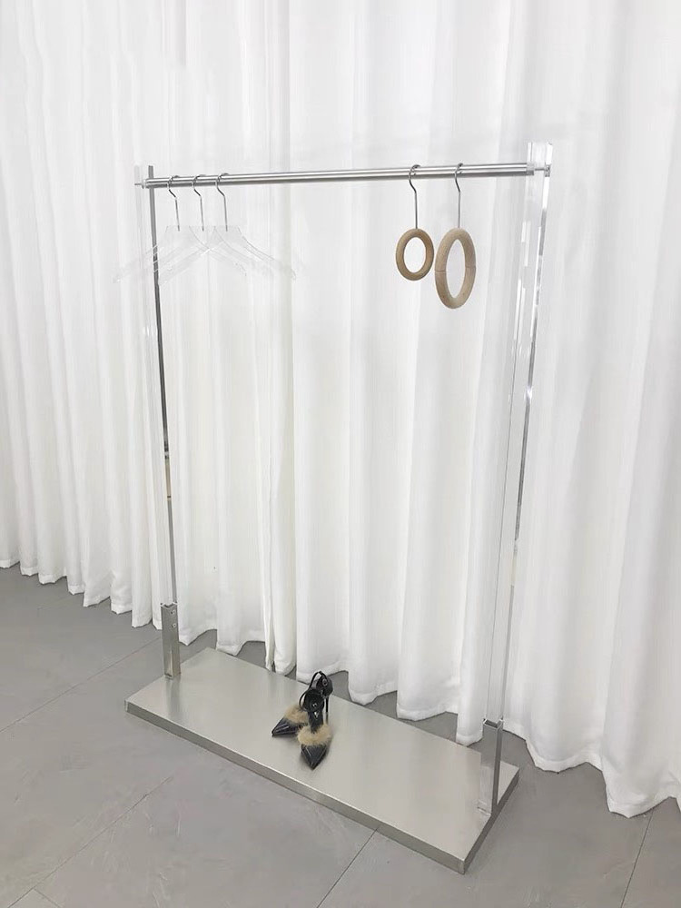 Retail high end  clothing store display stainless steel acrylic  acrylic LOGO light display rack on the wall floor shelf disp