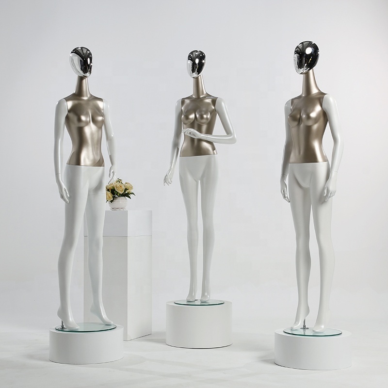 Wholesale Boutique Luxury Shinny Gold Silver Women  Dummy Full Body Mannequins Display Fiberglass Male Mannequin