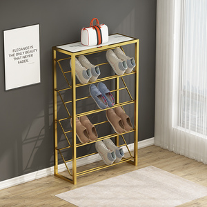 Gold metal shoe rack home indoor shoe cabinet storage rack multi-layer dust-proof simple shoe rack