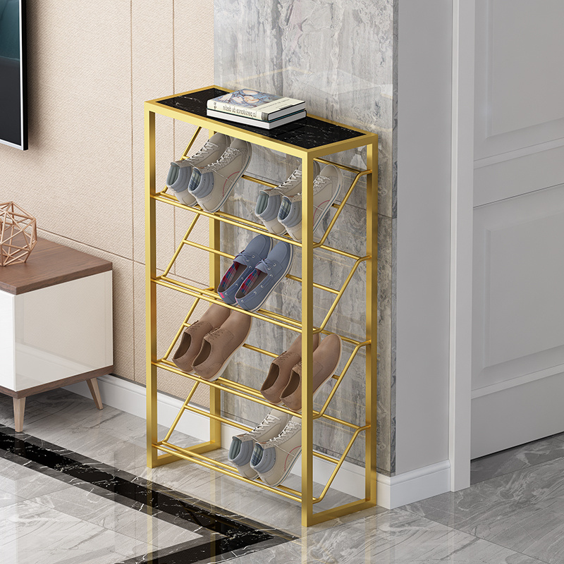 Gold metal shoe rack home indoor shoe cabinet storage rack multi-layer dust-proof simple shoe rack