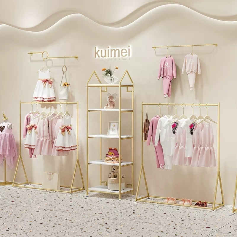 clothing store display rack display rack children's clothing store special iron nano gold floor shelf