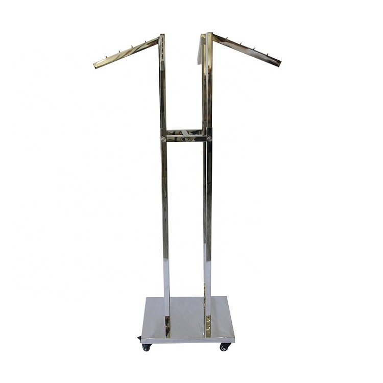 Wholesale Stainless Steel Clothes Racks  Shop Fitting Floor Free Standing Clothing Garment With Wheels Rack Fittings